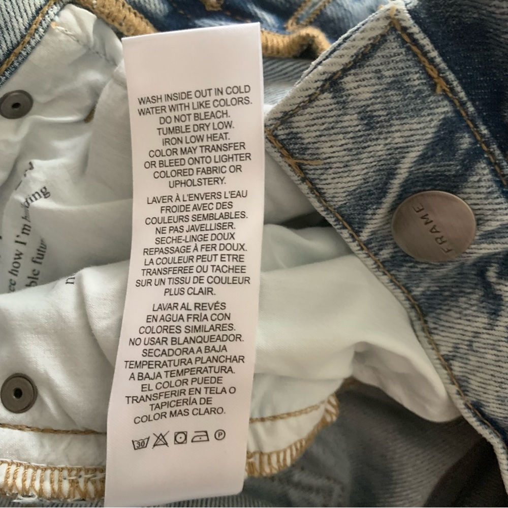 FRAME Le Slouch Bermuda Shorts Raw Hem Button Fly Blue Denim Size 23 NWT - Picture 12 of 13